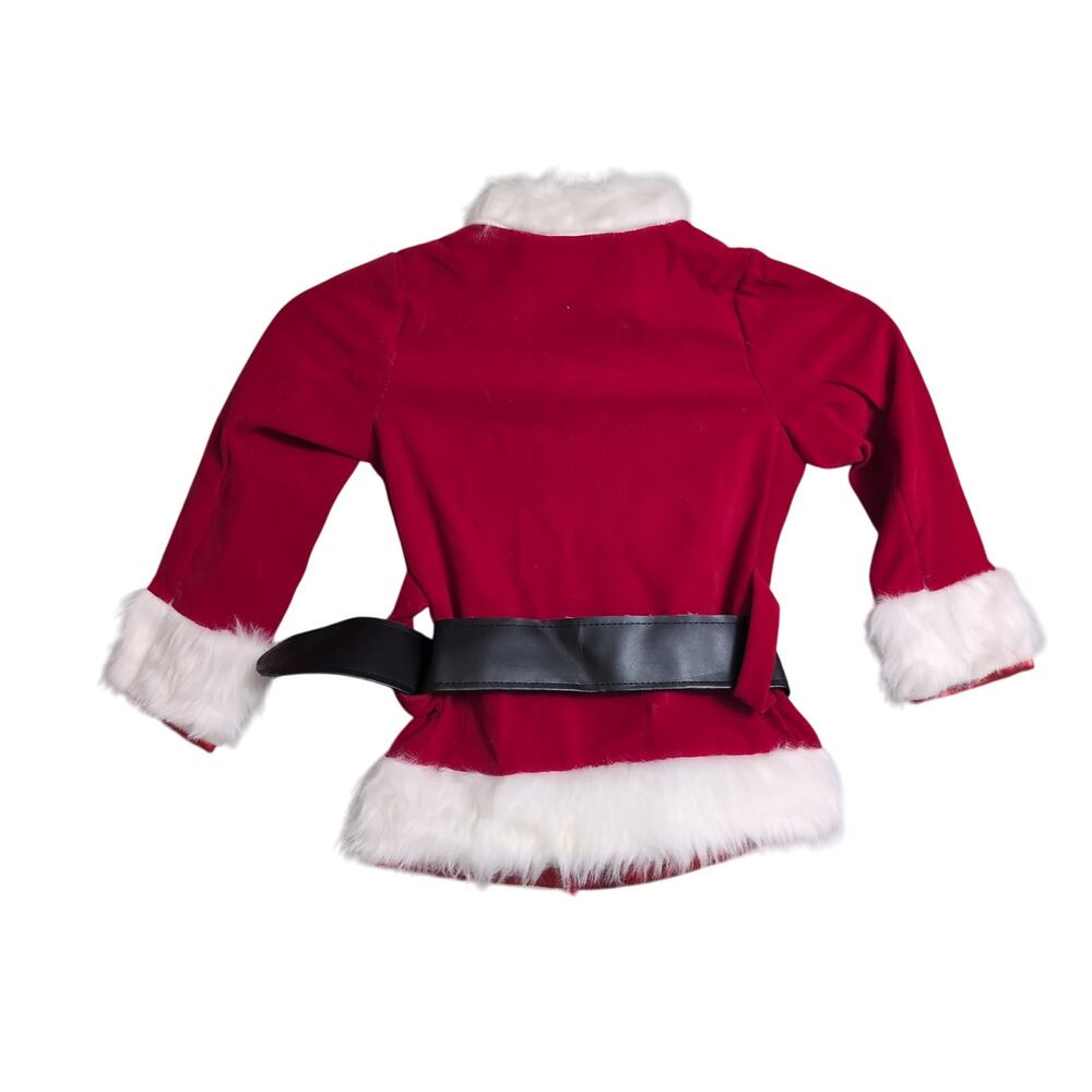 Child's Santa Outfit Top Belt Bag Booties Hat Glove Bell Wig Beard XS - Picture 3 of 16